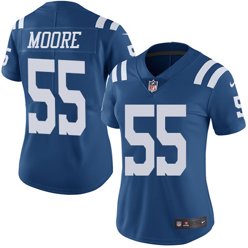 Indianapolis Colts #55 Limited Skai Moore Royal Blue Nike NFL Women Rush Vapor Untouchable Jersey->women nfl jersey->Women Jersey